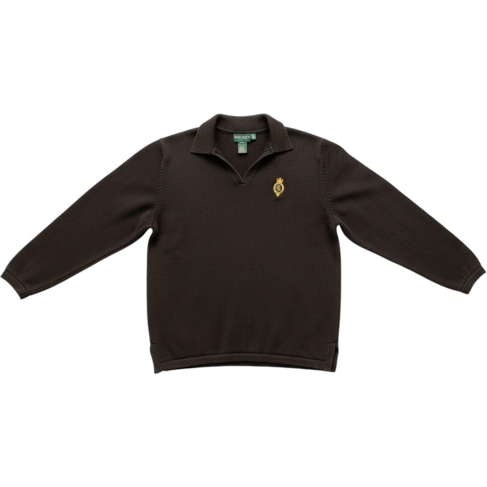 Ralph Lauren Sweater Lauren Jeans Co Logo Women L Black Cotton Crest Polo Collar